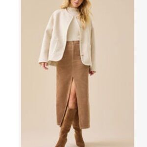 Altar’s State Gabrielle Corduroy Midi Slit Skirt